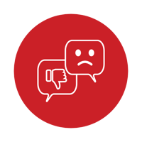 red circle graphic with white negative review icons